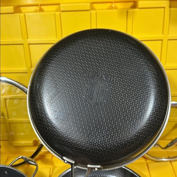 HEXCLAD 7 Piece Nonstick Stainless Steel Frying Pan Set 8 10 12" Lids Wok M $600 - Picture 8 of 10